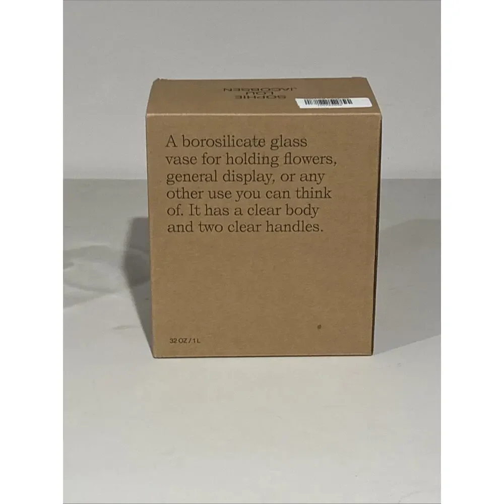 Sophie Lou Jacobsen Borosilicate Glass Handle Vase Flower - Clear, 32 fl oz -NEW